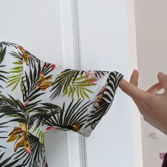 POTTERS POT Tropical floral crop top shirt size Large @i - Picture 8 of 10